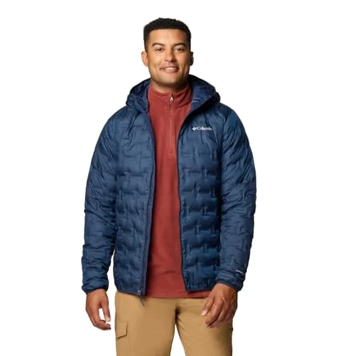 Premium Insulated Hooded Down Jacket for Men Lightweight Water-Resistant Winter Outerwear (Collegiate Navy, Small) azzhd
