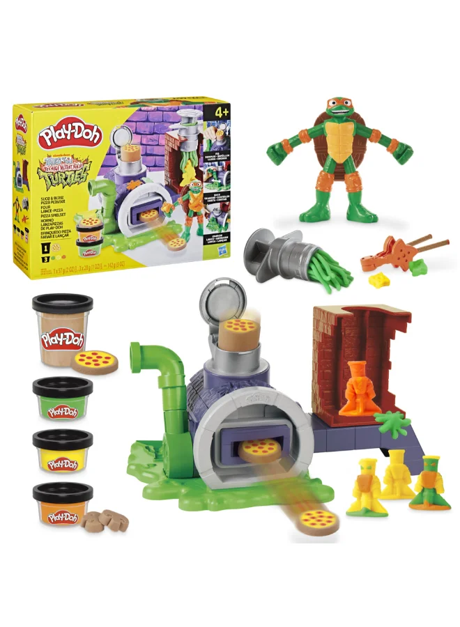 Action Figure Pizza Playset with Bendy Mikey Character (4 Inch) for Kids Creative Play jjbs8
