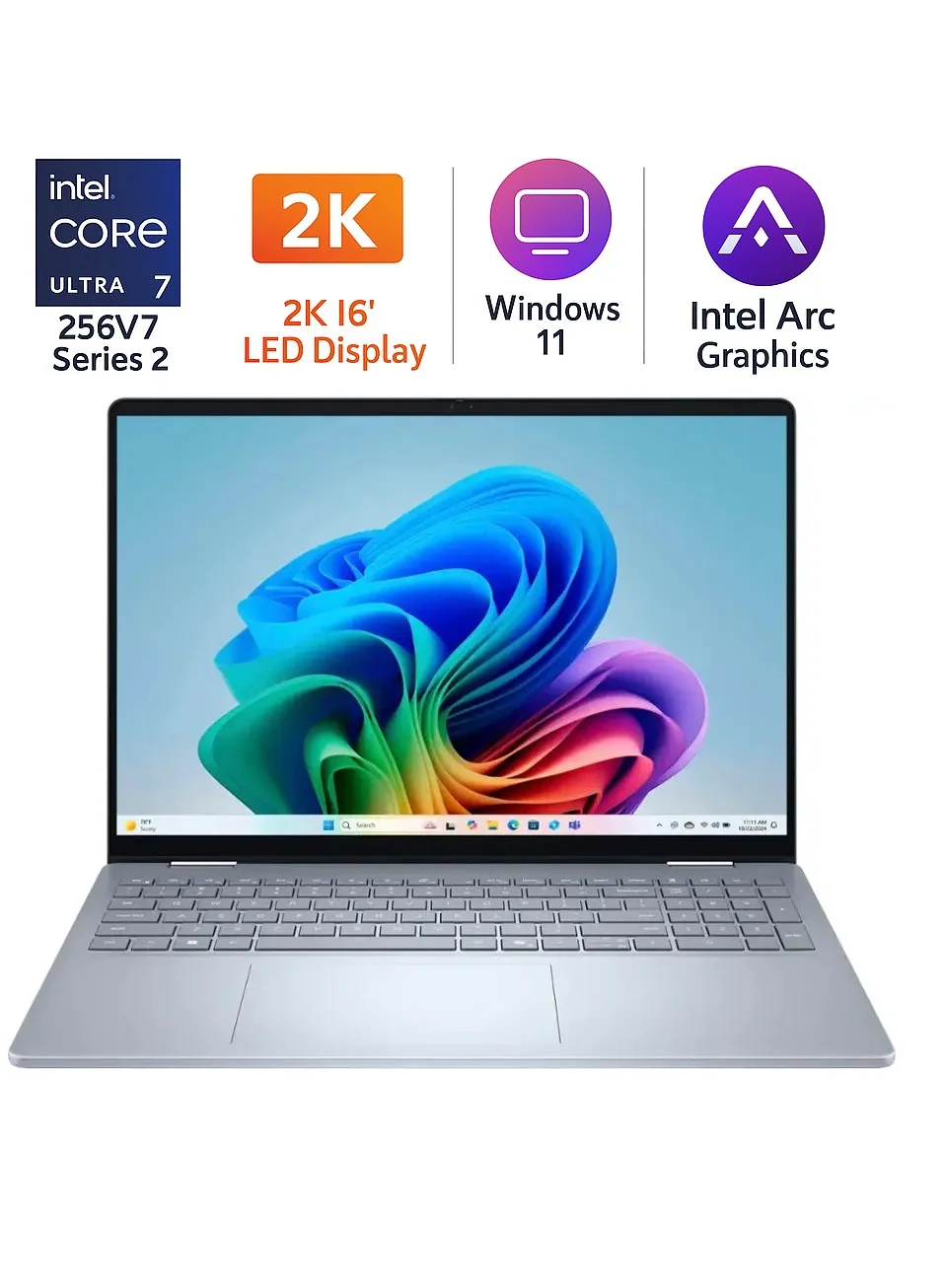 Premium 2-in-1 16-inch 2K Touchscreen Laptop, Intel Core Ultra 7, 16GB RAM, 2TB SSD, Wi-Fi 7, Windows OS (Ice Blue, 16-inch) mfm3o