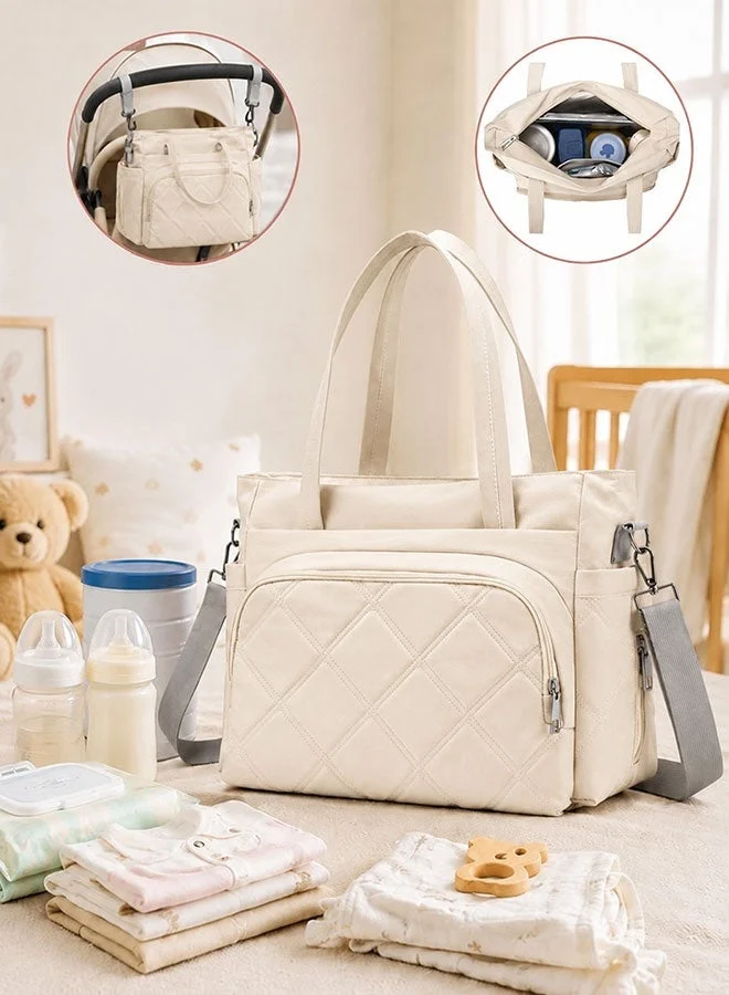 Super ZYouth Baby Diaper Tote Bag Large Capacity Organizer with Stroller Straps and Insulated Pockets (Grey, 40x30x15 cm) 3f0jr