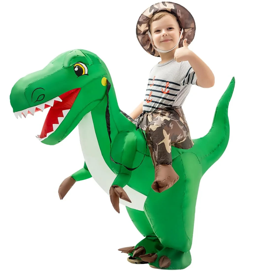 Inflatable Dinosaur Costume for Kids Premium Polyester Blow Up T-Rex Outfit for Halloween Parties (122 cm) 3gcrk