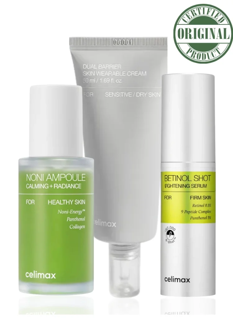 Celimax Vita-A Retinol Serum Noni Ampoule & Barrier Cream Set (3-Piece Skincare Routine for Mature Skin) vdh28