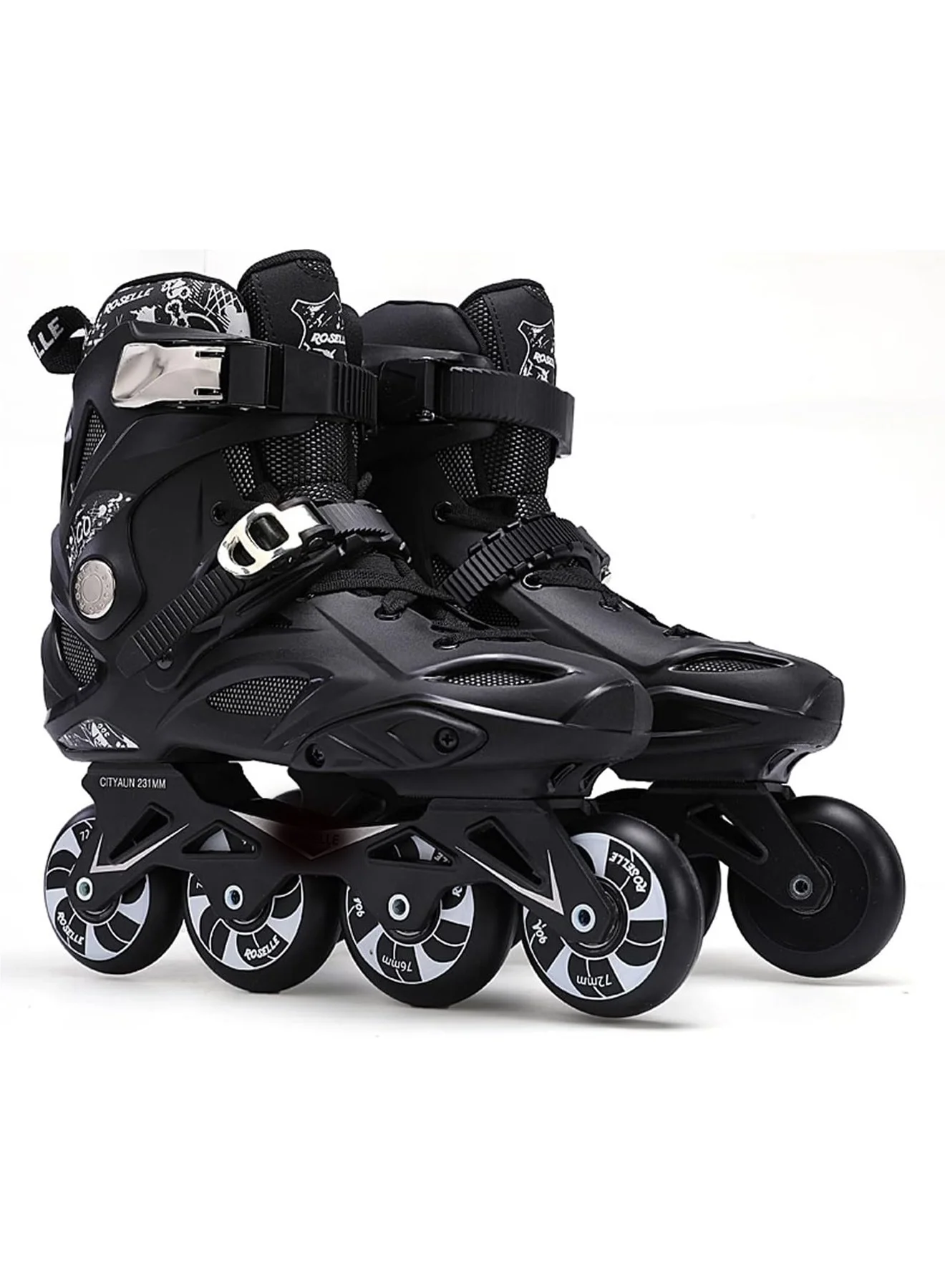 MONOGUE Professional Inline Roller Skates for Adults High-Speed Performance Fitness Skates (Black, 42 EU) qxngw