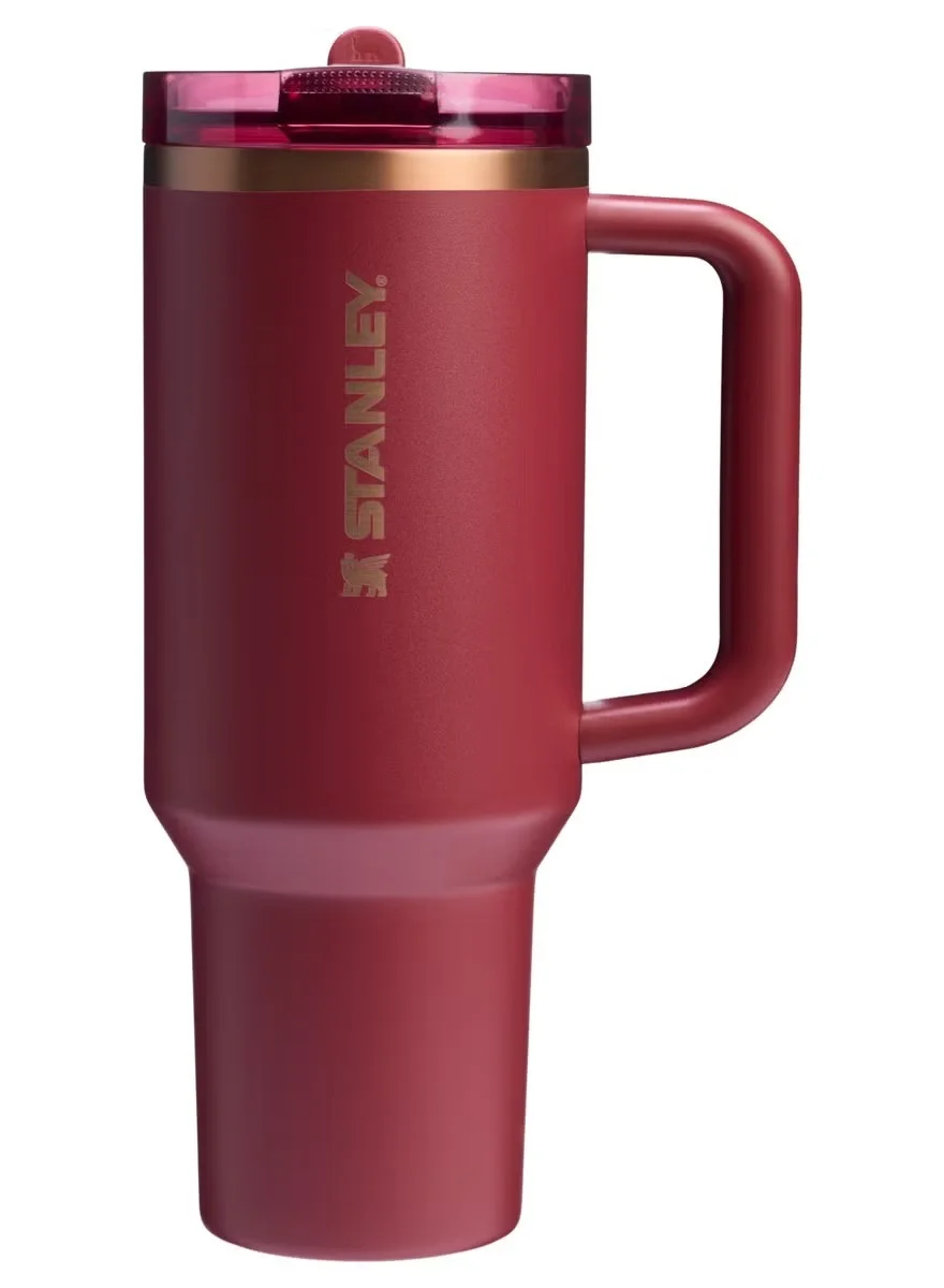 Premium Insulated Stainless Steel Tumbler with Flip Straw and Handle (1180 mL) w77mm