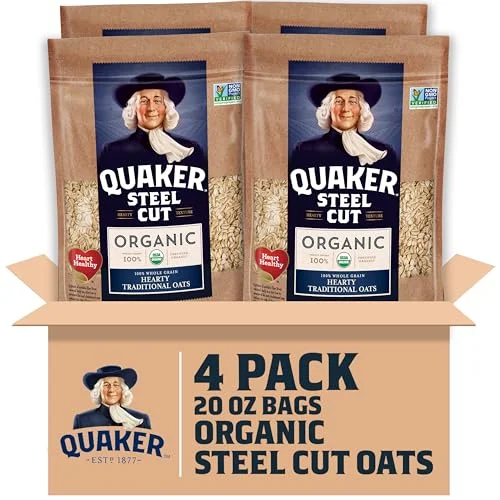 Premium Organic Steel Cut Oats Whole Grain Breakfast Cereal (4 x 567g) 09o5m
