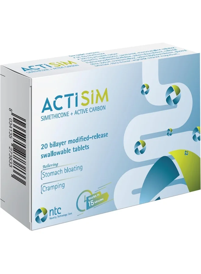 Food Factor Actisim Simethicone and Active Carbon Digestive Support Tablets (20 Count) yvxoq