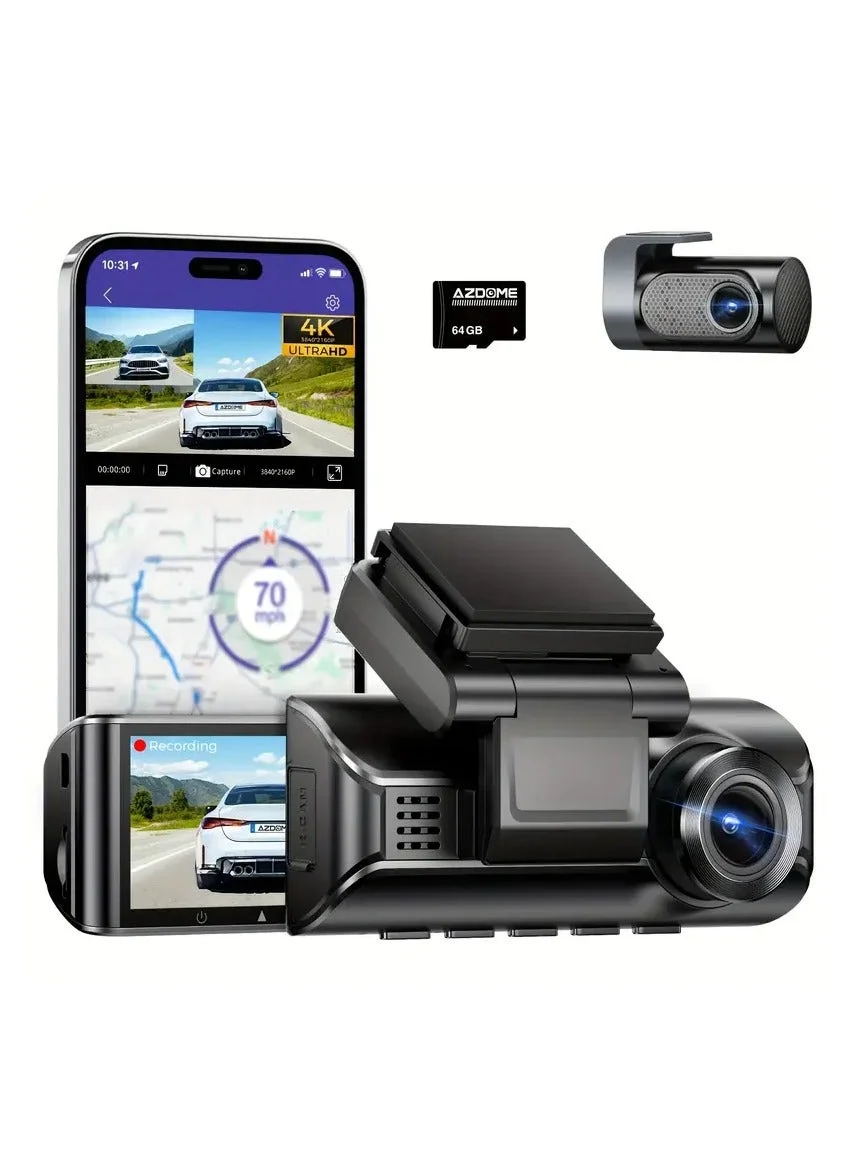 AZDOME M550 Pro 4K Ultra HD Dash Cam Dual Channel Front and Rear Camera with GPS WiFi and Parking Monitor (150FOV) 3igz5