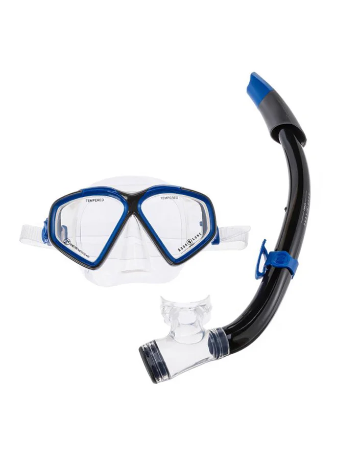 AQUA LUNG Hawkeye Snorkel Set Premium Diving Gear for Adults (Large, Blue) 9weam
