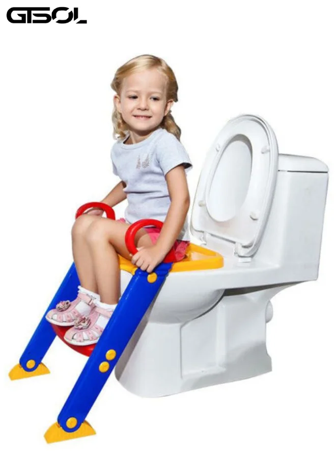 GTSOL Foldable Toddler Toilet Trainer Seat with Step Ladder and Anti-Slip Base (Ergonomic Potty Chair for Kids) l5xcz