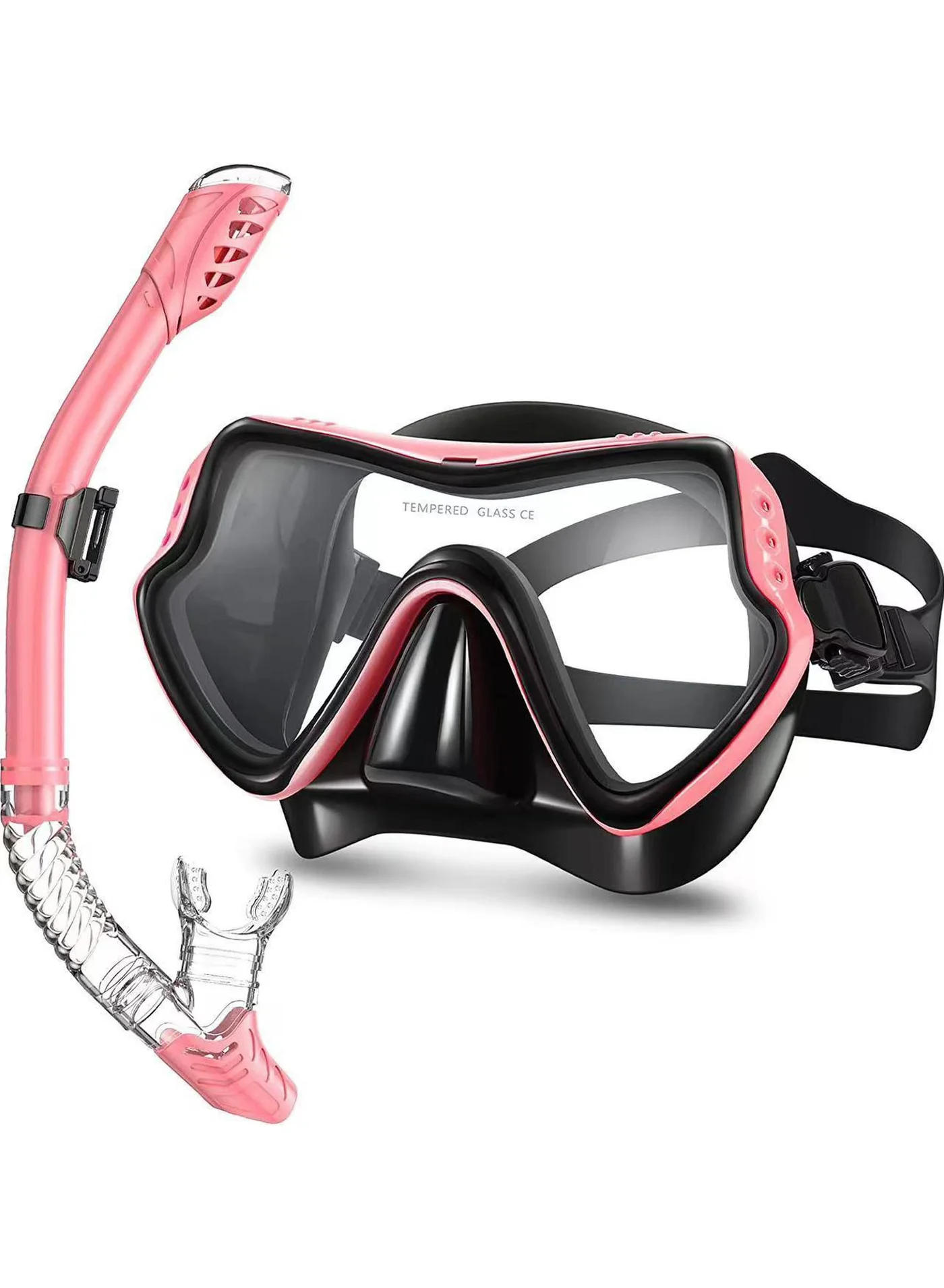 Rock Pow Panoramic Snorkeling Mask with Dry Top Breathing System (180¡ã View, Anti-Fog Tempered Glass, Adult) y047j