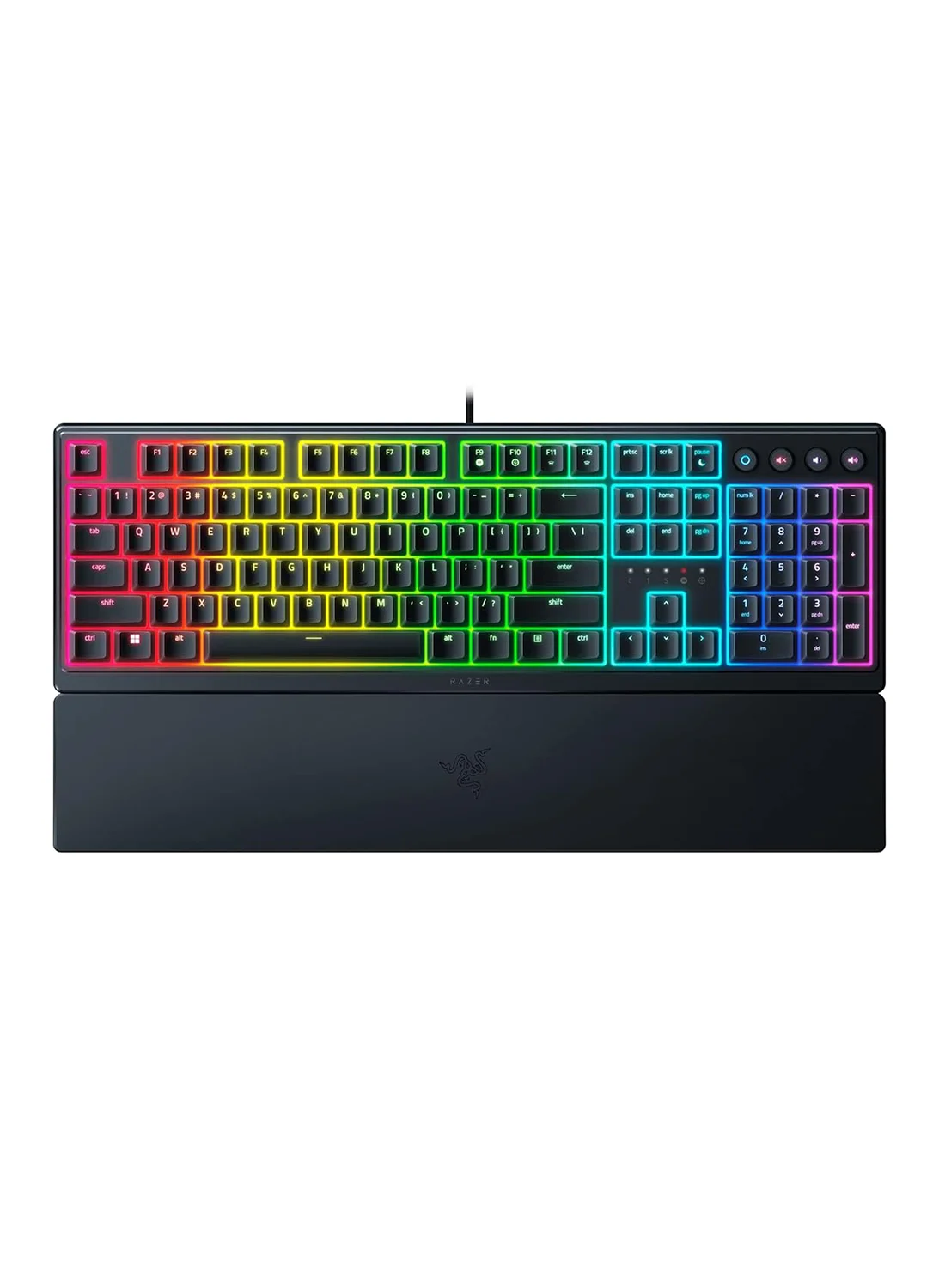 Premium Mecha-Membrane Gaming Keyboard with Low-Profile Keys and 10-Zone RGB Lighting (Black, Full Size) zf5lx