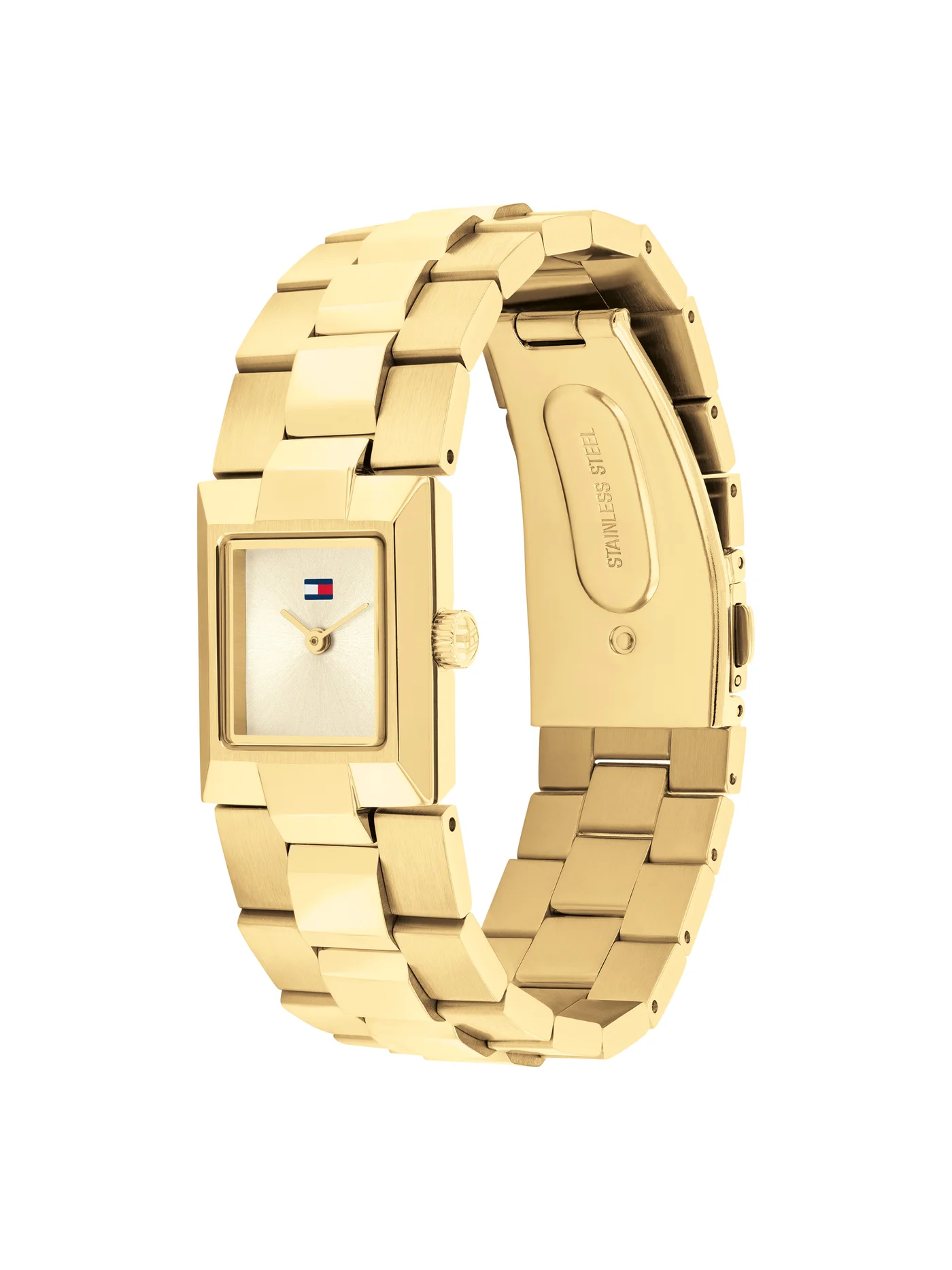 Premium Rectangle Analog Watch for Women Gold-Tone Stainless Steel Case Elegant Wristwatch n5uvm