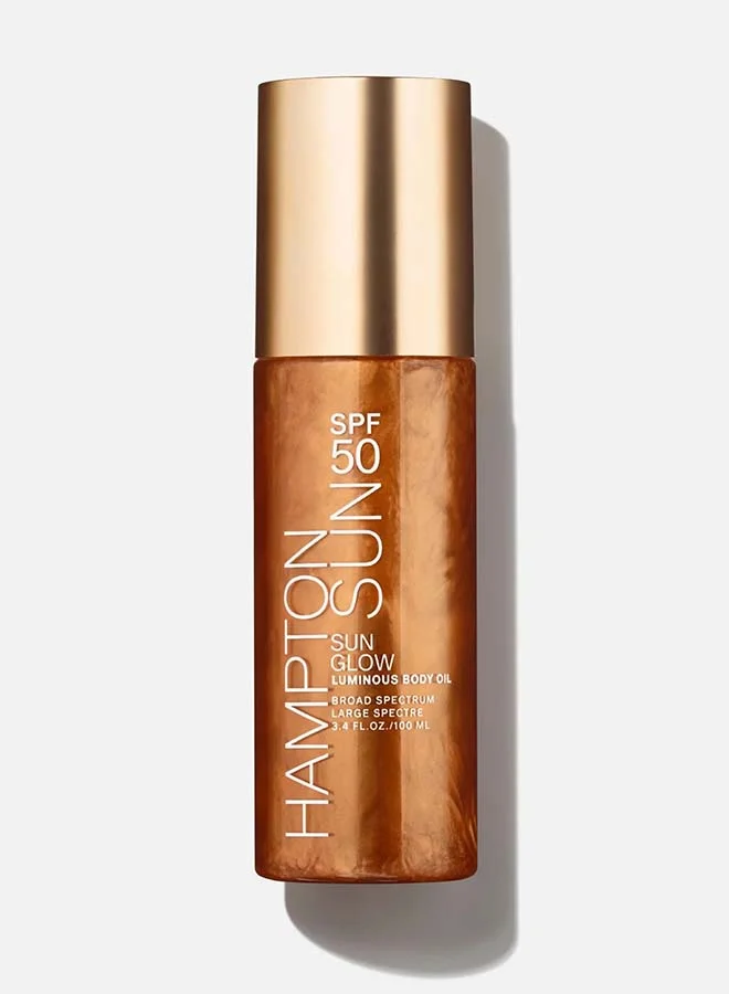Hampton Sun SPF 50 Radiance-Boosting Body Oil with Shimmering Golden Glow (100 mL) ubpao