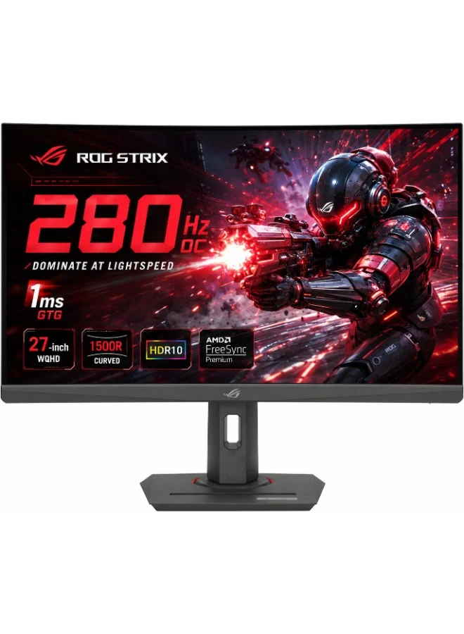 Premium 27-inch WQHD Curved Gaming Monitor, 280Hz Refresh Rate, 1ms Response Time, HDR10, HDMI 2.1, Anti-Glare Display (Black, 27-inch) mlrv9