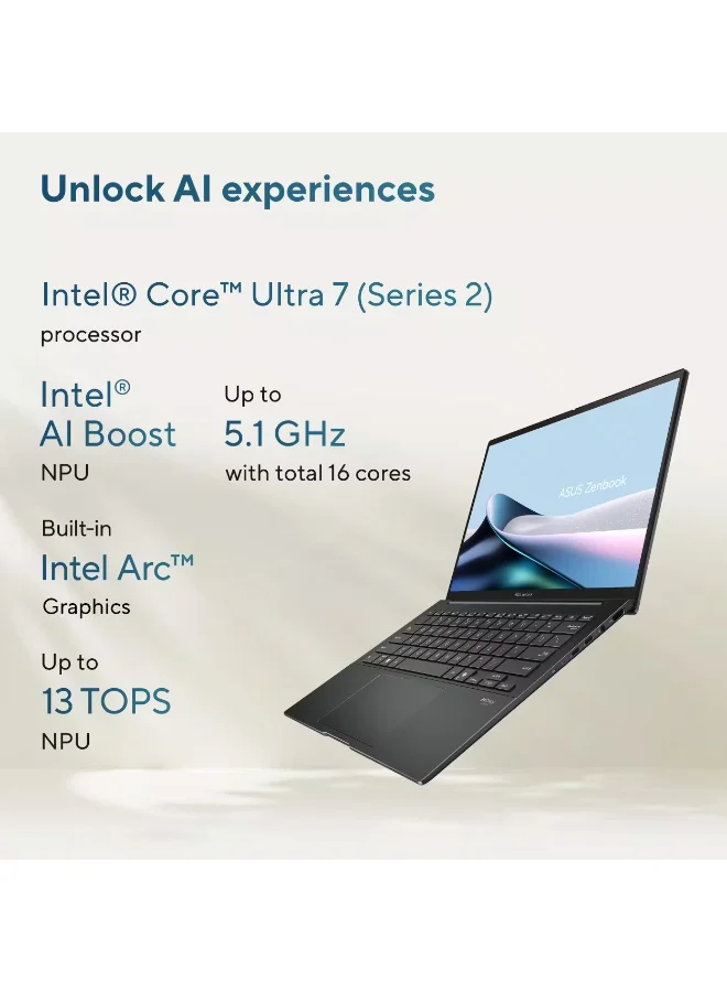 Premium 14-Inch OLED Touchscreen Laptop, Core Ultra 7 Processor, 16GB RAM, 1TB SSD, Windows 11 Home, Jasper Gray cvaz3