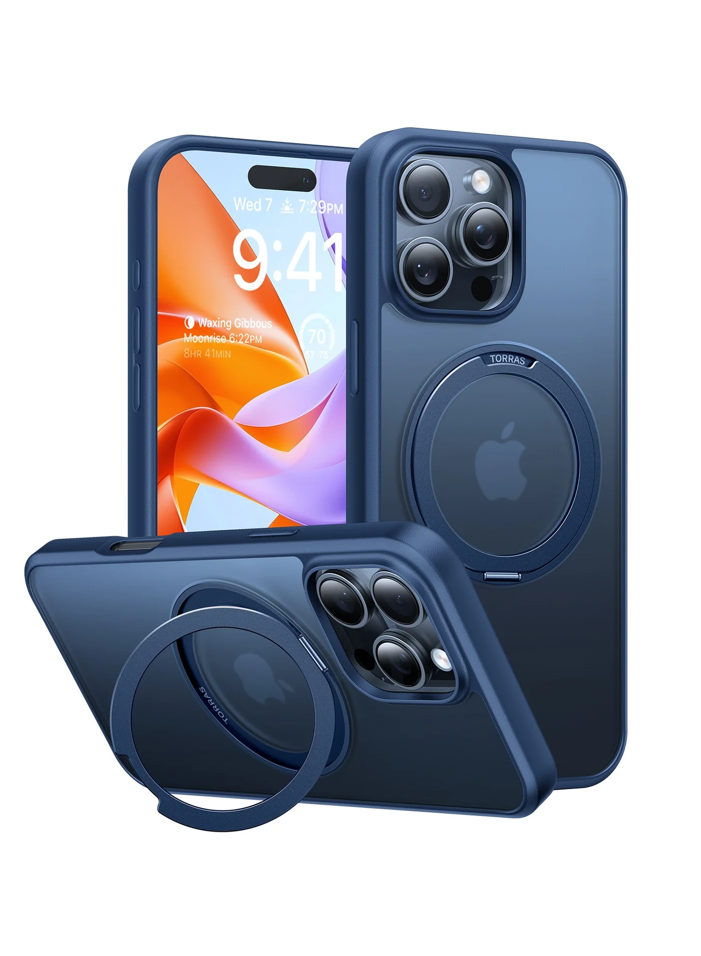 Premium Magnetic Protective Case with 360¡ã Rotatable Ring Stand for Smartphone (Blue, 17 cm) wjxos