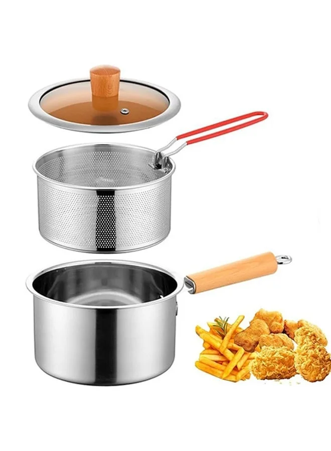 Arabest Stainless Steel Oil Strainer Pot with Fry Basket (2.5L, Silver) - Premium Stove Top Deep Fryer for Home Cooking vo0c0