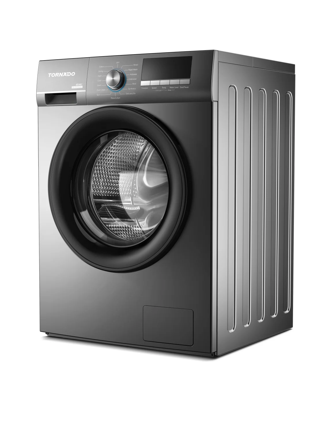 TORNADO Front Load Inverter Washing Machine, 8kg Capacity, 1200 RPM, Stainless Steel Drum, Quick Wash, High Temperature Self-Cleaning (Silver, 8 kg) krlec