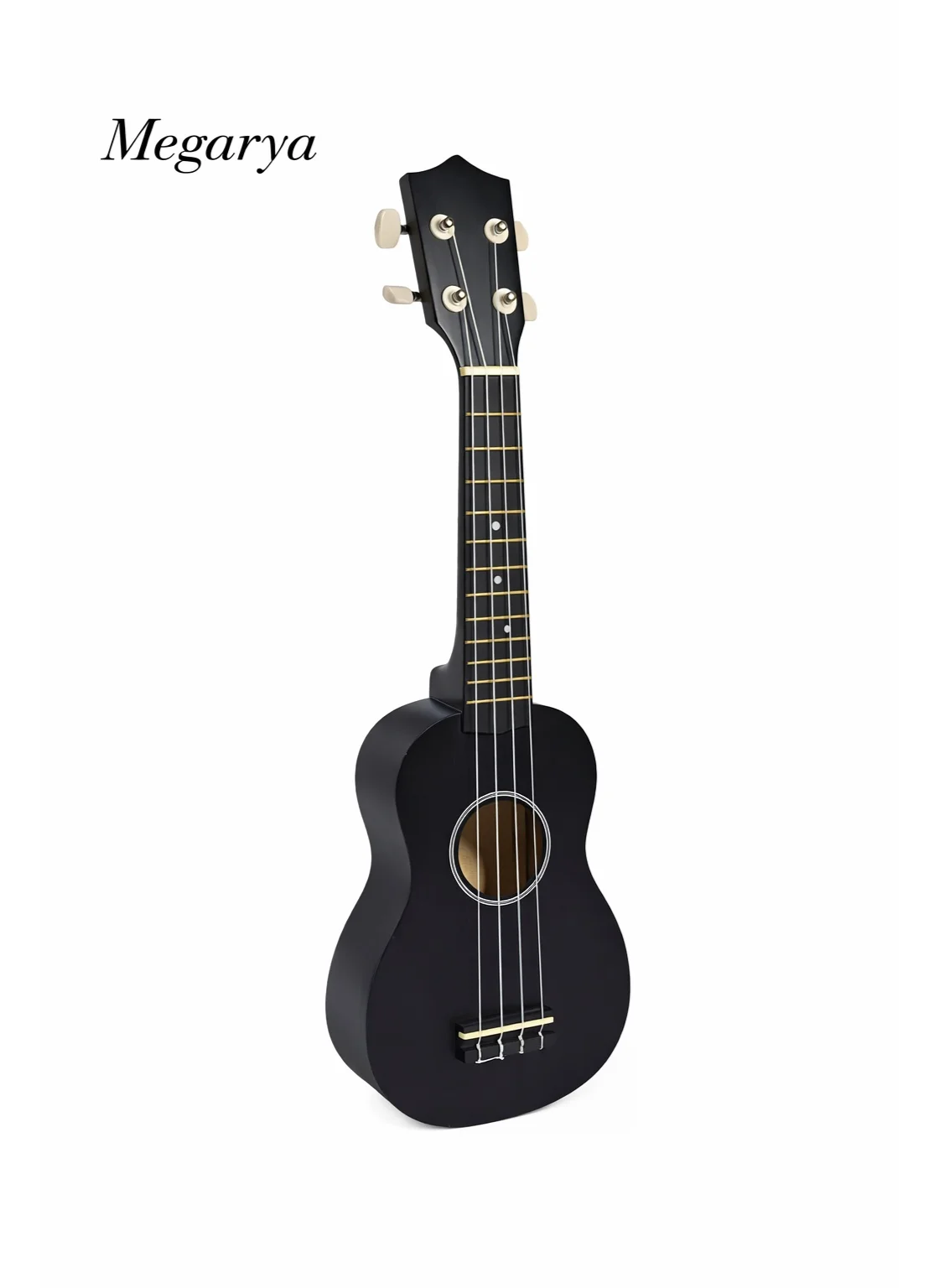 Megarya 21-Inch Concert Ukulele Mahogany Wood Acoustic Instrument for Beginners and Kids (Black, 53 cm) 364w1