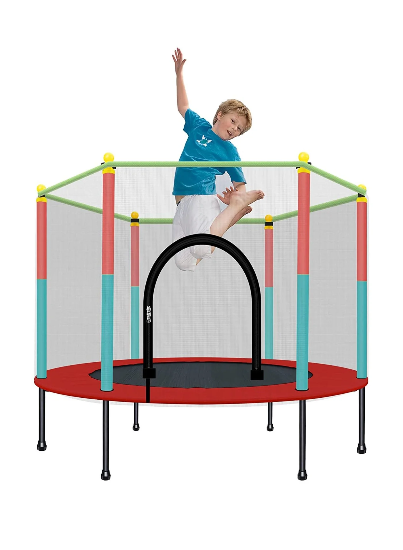 DubaiGallery Indoor Trampoline with Safety Enclosure Net Premium Fitness Jumping Bed for Adults and Kids (150 cm) 7cxoh
