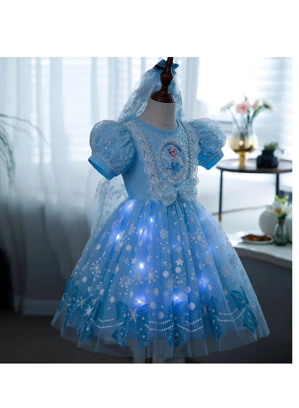 Wenhuaren Princess Inspired Lace Dress Elegant Blue Costume for Kids (Size 120cm) i4kfu