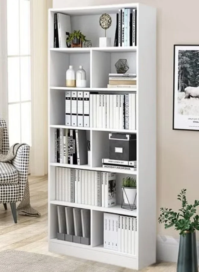 Fashionhome 5-Tier Modern Tall Bookcase Adjustable Storage Rack Premium Wood Display Shelving Unit for Home Office and Living Room (60x24x180 cm) bpki0