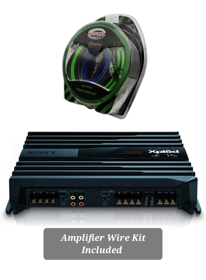 Premium 4-Channel Car Audio Amplifier 1000W Stereo Power System with Complete Wiring Kit (1000W) vtwvo