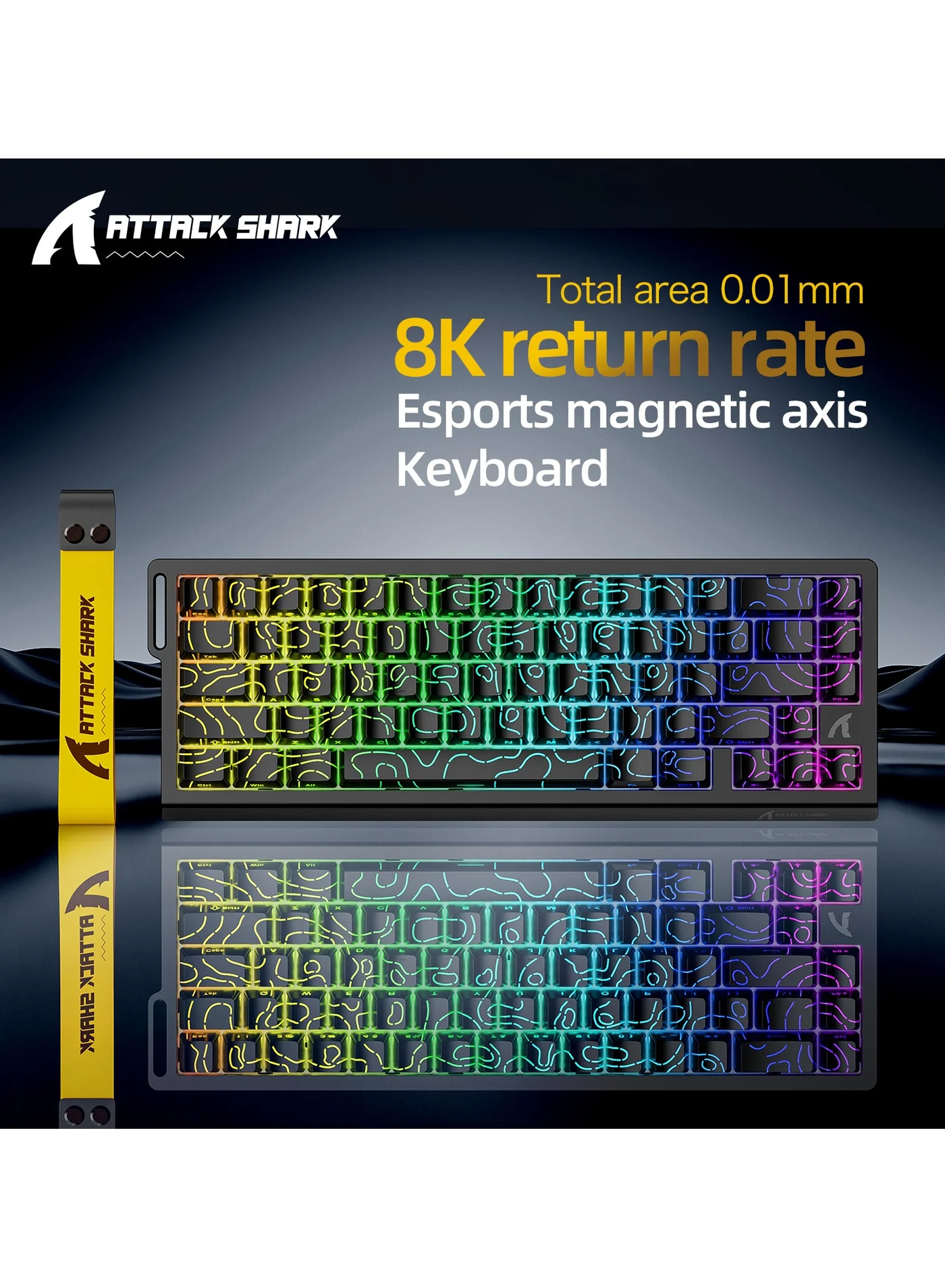 Attack Shark X68HE Wired Magnetic Gaming Keyboard, 8kHz Polling Rate, Side-Printed PBT Keycaps, 65% Layout (Black, Compact) n1w85