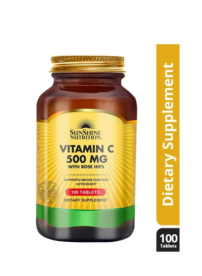 Sunshine Nutrition Vitamin C with Rosehips Premium Antioxidant Support (500mg, 100 Tablets) 8iodt