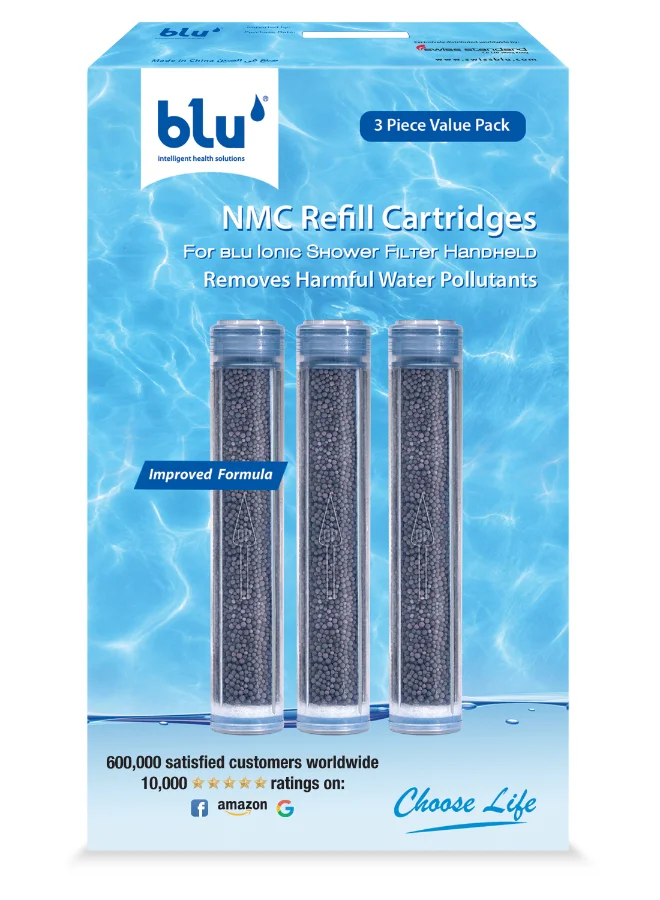 Blu Ionic Shower Filter Replacement Cartridges (3 Pack, Grey, 12.2cm) i5u5b