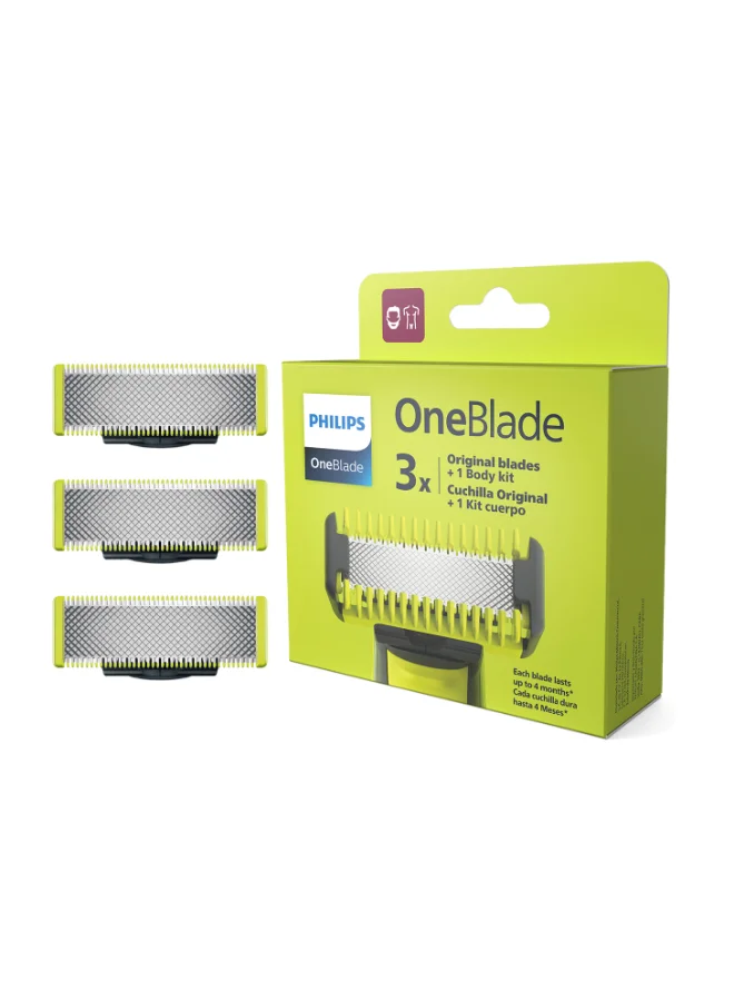 Professional Electric Shaver Replacement Blades and Body Grooming Kit (Silver, 4-Piece Set) 2v4ng