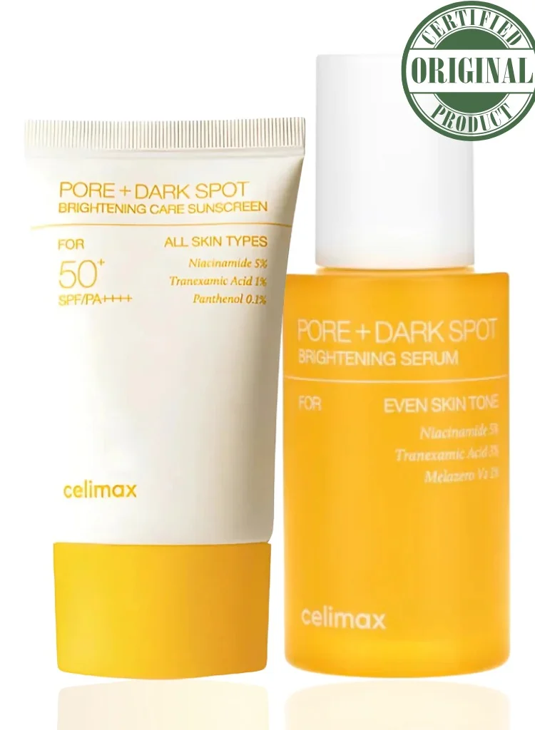 celimax Pore and Dark Spot Brightening Serum and Sunscreen SPF50+ Set (30 mL Serum, 40 mL Sunscreen) bd2fu