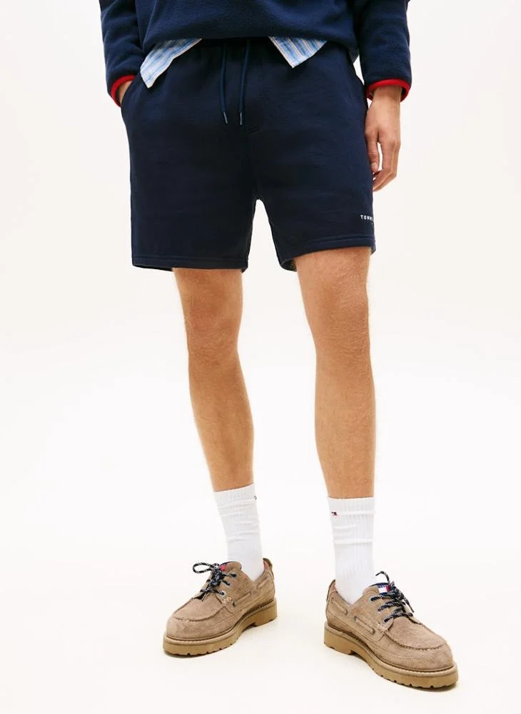 Premium Linear Logo Embroidered Sweat Shorts (Unisex, Cotton Blend, Casual Wear) tdhsj