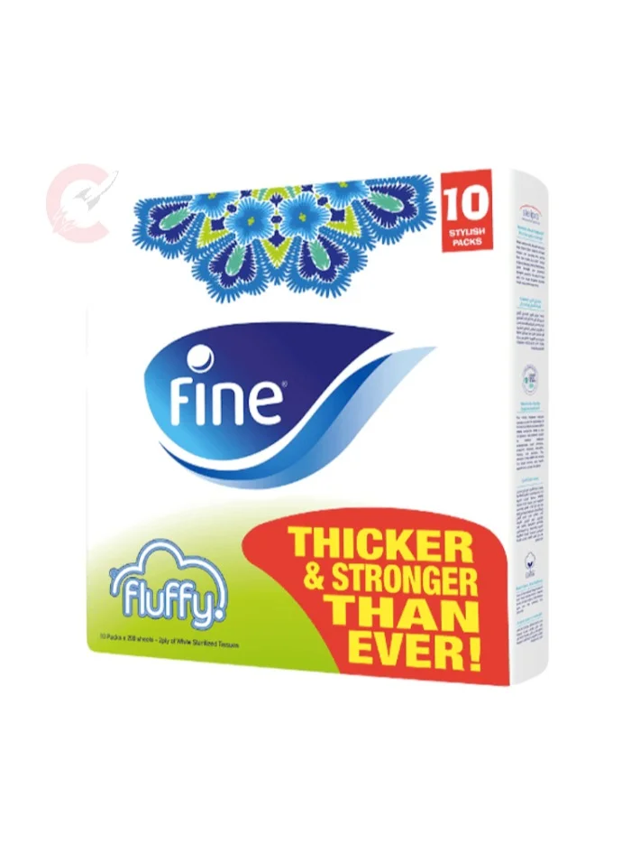 Fine Fluffy Facial Tissue 2-Ply Premium Soft Paper Sheets (10 Packs, 2000 Sheets Total) qjkuh
