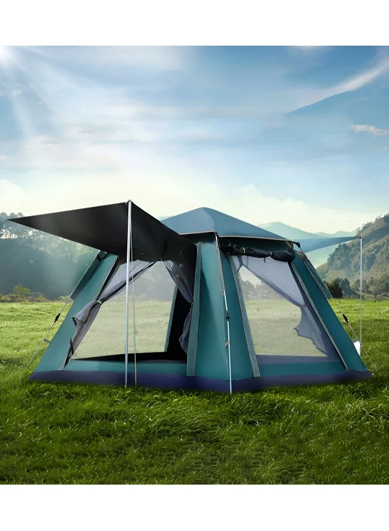 Cyber 6 Person Automatic Pop-Up Camping Tent Waterproof Portable Outdoor Shelter with Mesh Windows and 2 Doors (Large) 66pug