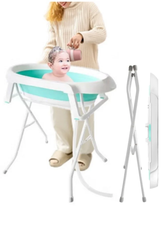 XiuWoo Foldable Baby Bathtub with Stand and Drain Hose (Collapsible, PP and TPE, For Newborns and Toddlers, 80 cm) v2ski