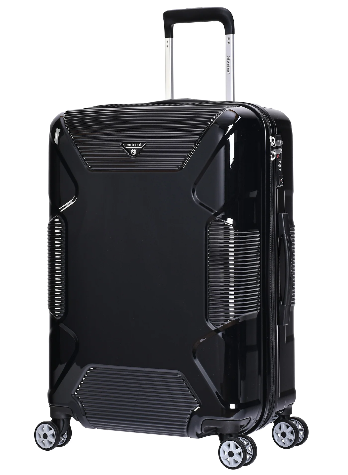 Eminent Premium Hard Case Travel Trolley Suitcase Lightweight Polycarbonate Luggage with TSA Lock and 360 Spinner Wheels (Black, Medium) khe9n