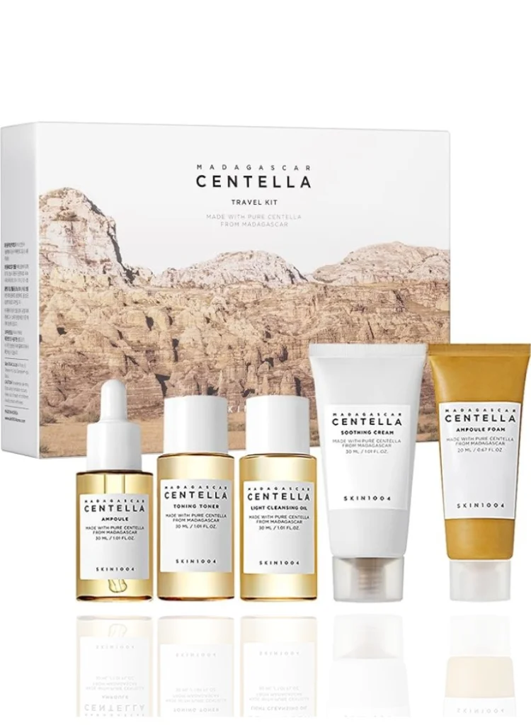 Madagascar Centella Travel Skincare Set Soothing and Hydrating Facial Care Routine (140 mL) 48o9m