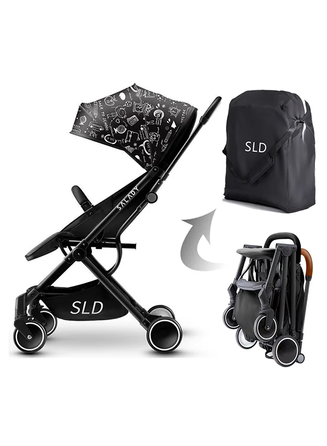TEKNUM Travel Lite Stroller SLD with Extra Wide Seat (Newton Black, 15 kg Capacity) sq7f4