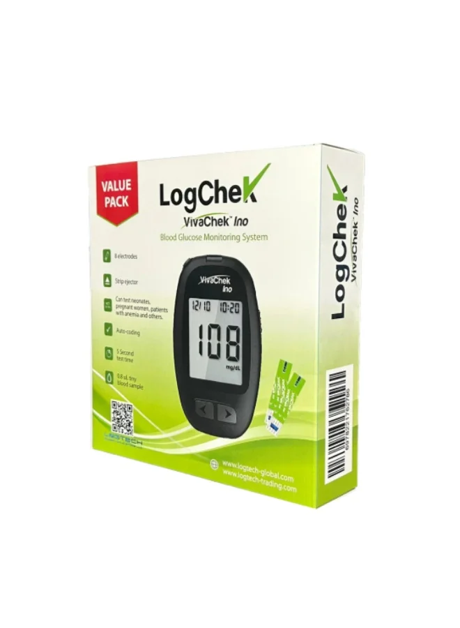 VivaChek Ino Blood Glucose Monitoring Kit Premium Home Testing Device (1 Meter, 2 Test Strips, 1 Lancet) 5o6tr