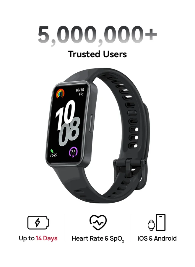 Smart Band 10 Smartwatch Fitness Tracker with Sleep Analysis and Emotional Wellbeing Assistant (Black, 43.45 mm) klssy