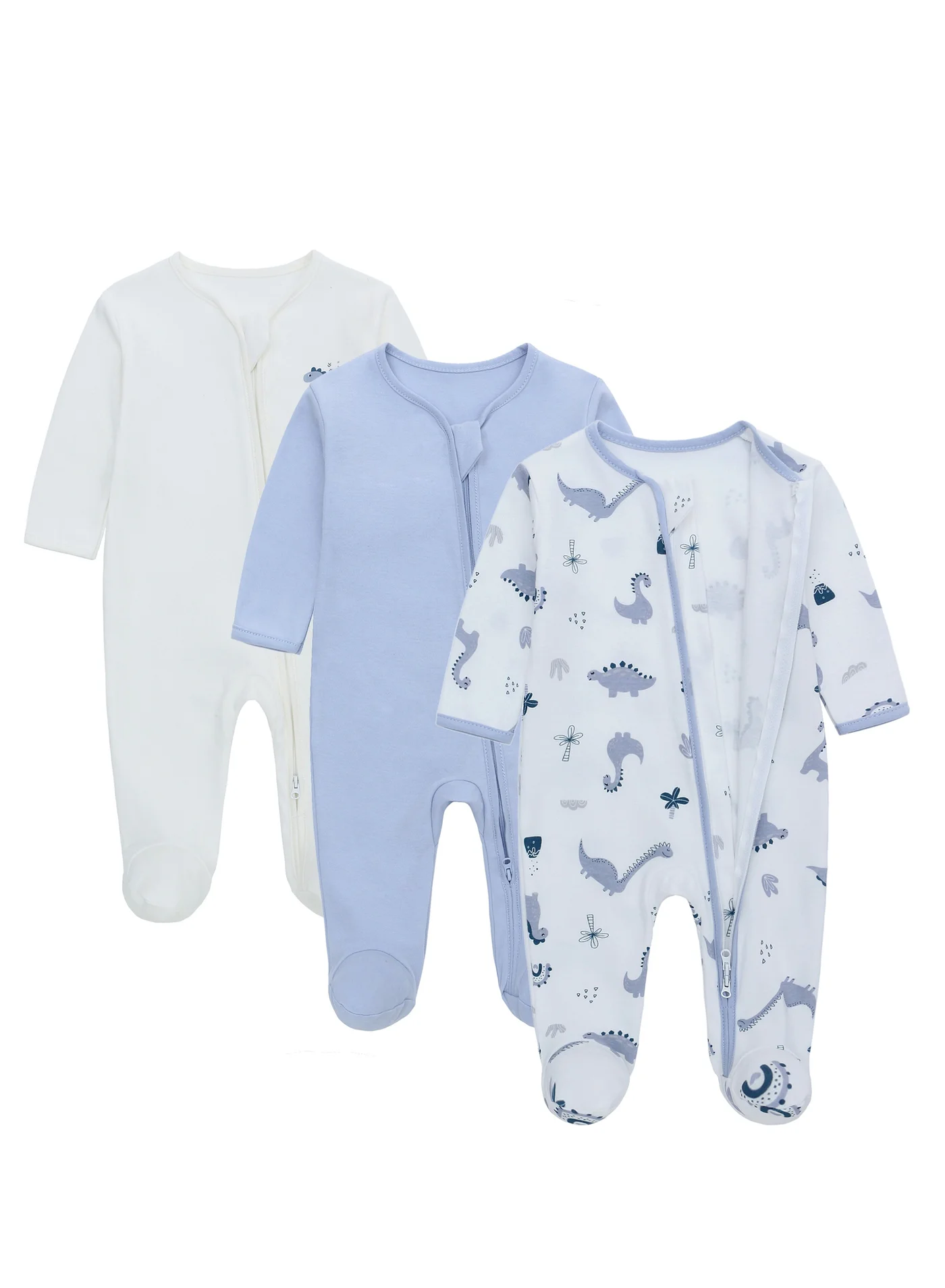 Premium Cotton Long Sleeve Baby Romper with Zipper (Newborn, Solid) hh8s5