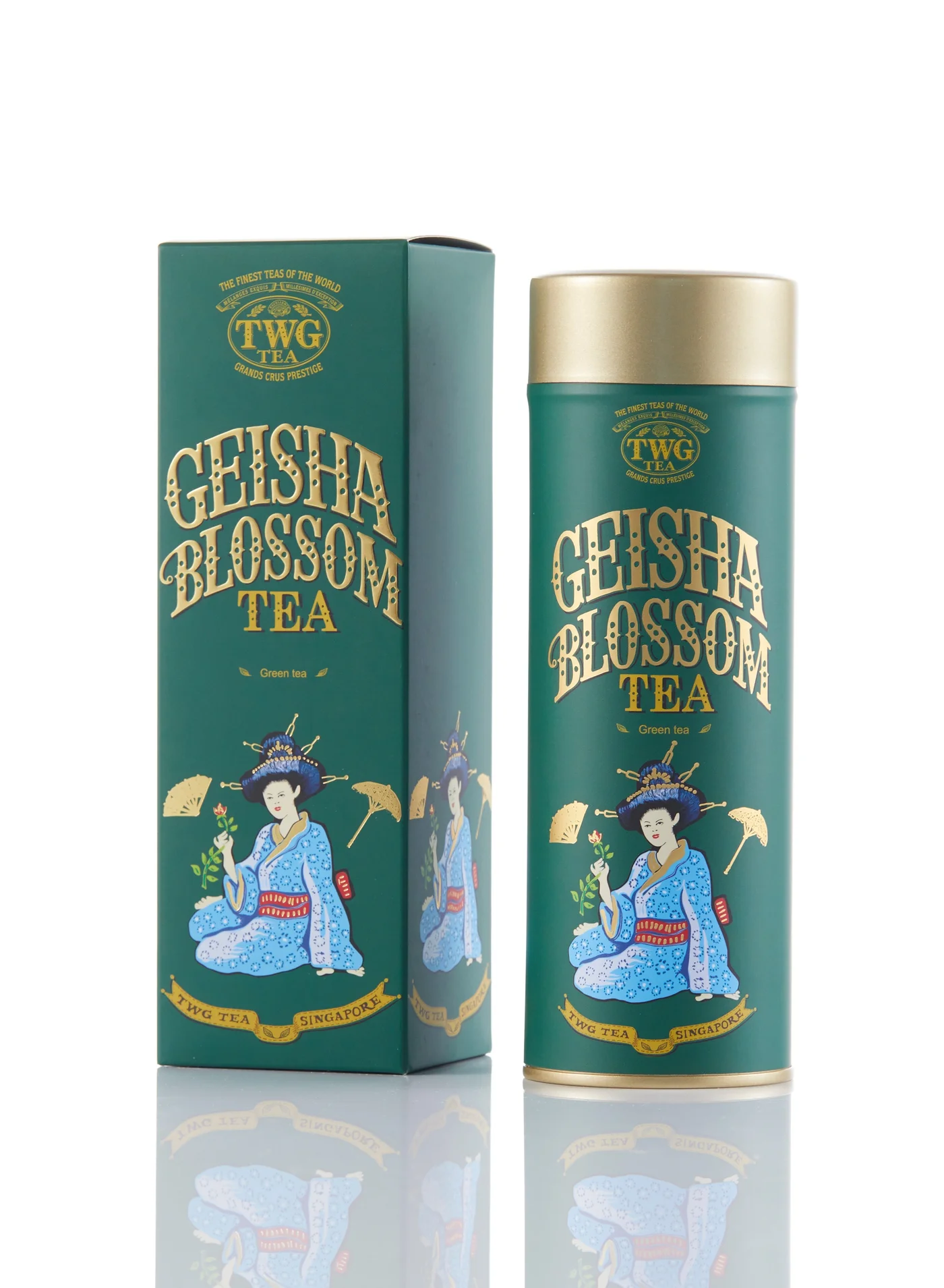Premium Geisha Blossom Loose Leaf Green Tea Blend in Elegant Gift Tin (100g) 87ick