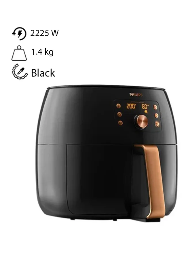 Professional Airfryer Large Capacity 1.4 kg 2225 W High-Performance Kitchen Appliance (Black, 1.4 kg) uydbz