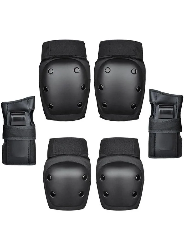 Bluejw Protective Gear Set Knee Elbow and Wrist Pads for Skating Cycling and Scooter (Black, Adult) cdsla