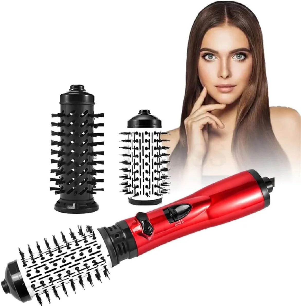 Woobles 3-in-1 Hot Air Styler and Rotating Hair Dryer Professional Volumizing Tool for Straightening and Curling (Black, 1 Unit) yb2nb