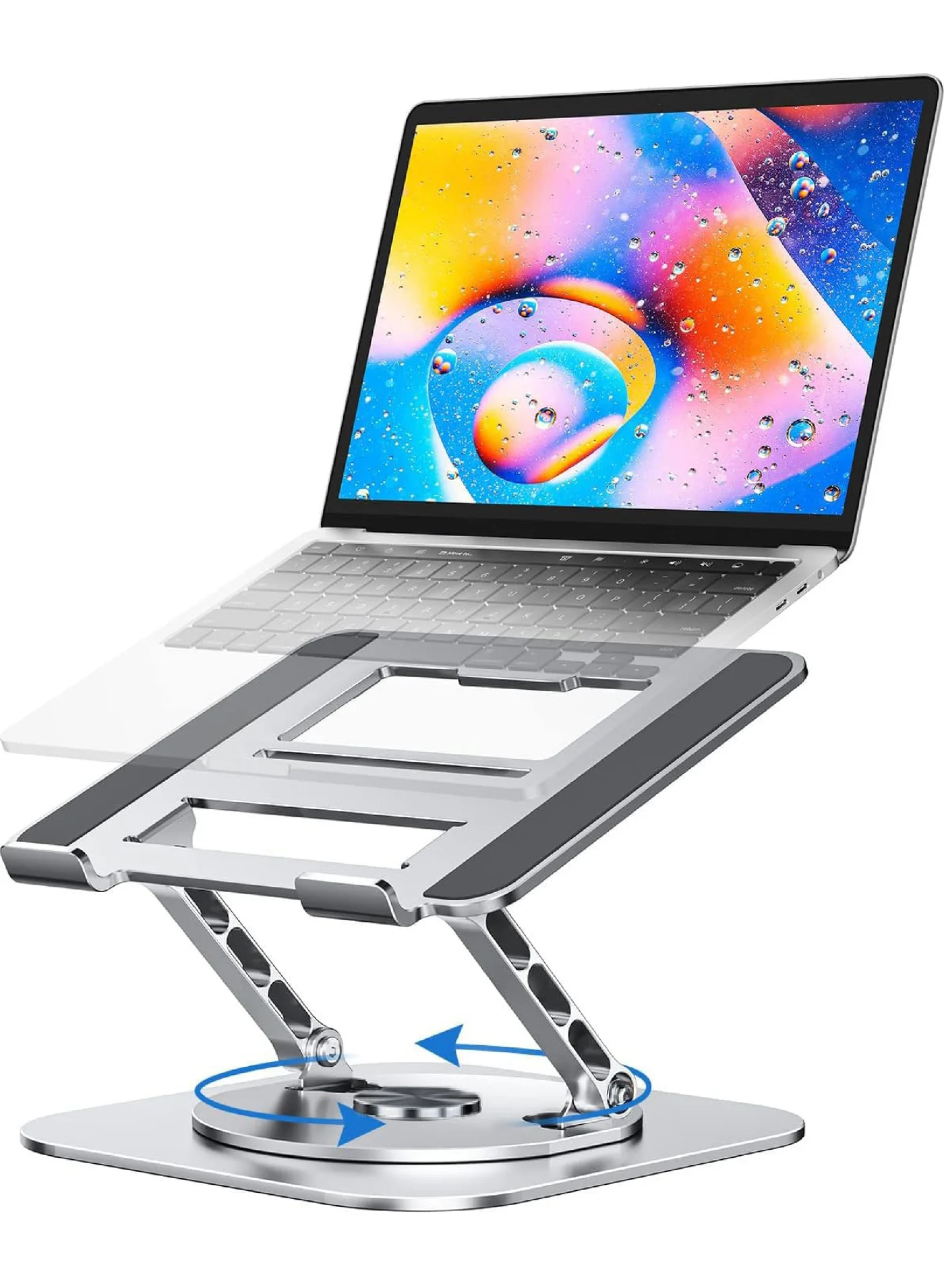 Rock Pow Ergonomic Laptop Stand 360¡ã Rotating Base Foldable Aluminum Riser for 10-17 inch Notebooks rnkp6