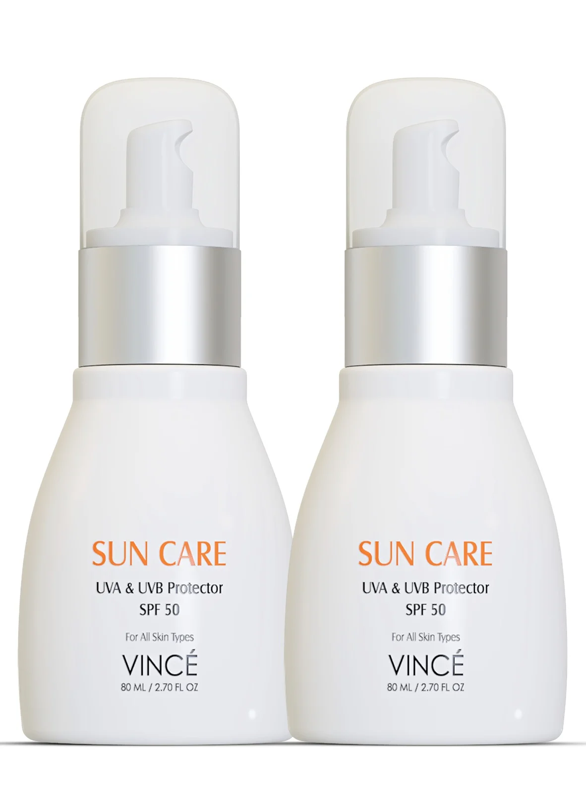 VINCE Sunblock SPF 50 Broad-Spectrum UVA/UVB Protection Hydrating Formula for All Skin Types (White, 160 mL Pack of 2) 3pkbv