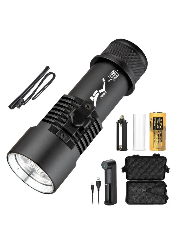 Bluejw Scuba Diving Flashlight Professional Underwater Dive Torch (6000 Lumen, Waterproof, 80m Depth) for Deep Sea Cave Exploration zc5kp
