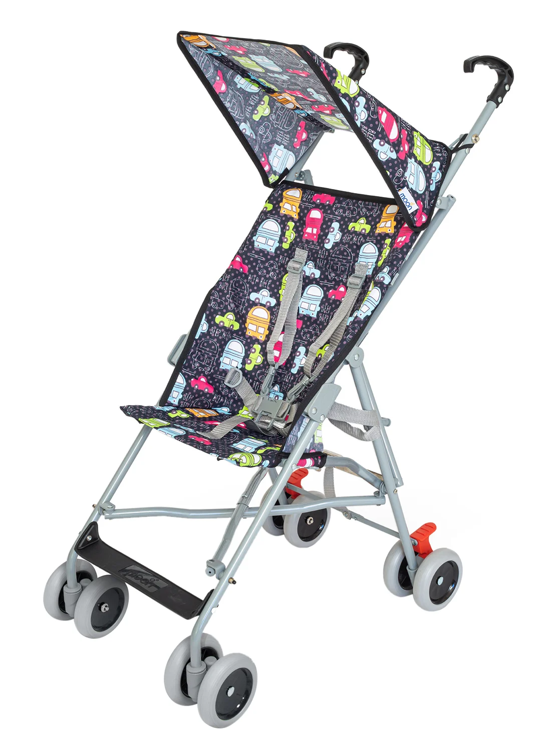 Moon Jet Baby Stroller Lightweight Compact Travel Buggy with Wide Canopy (Printed Cars, 22kg Capacity) 9rx01